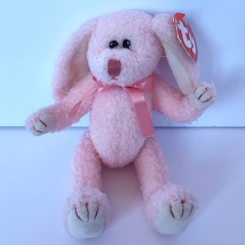 Ty Vintage 1993 Attic Treasures Fuzzy Pink Strawbunny Rabbit Plush